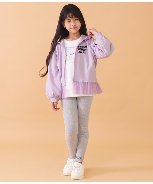 ANAP kids(アナップキッズ)の「裾チュールミニ裏毛パーカー(パーカー・キッズ・ラベンダー/サックスブルー・130cm/120cm/110cm)」の9枚目の写真