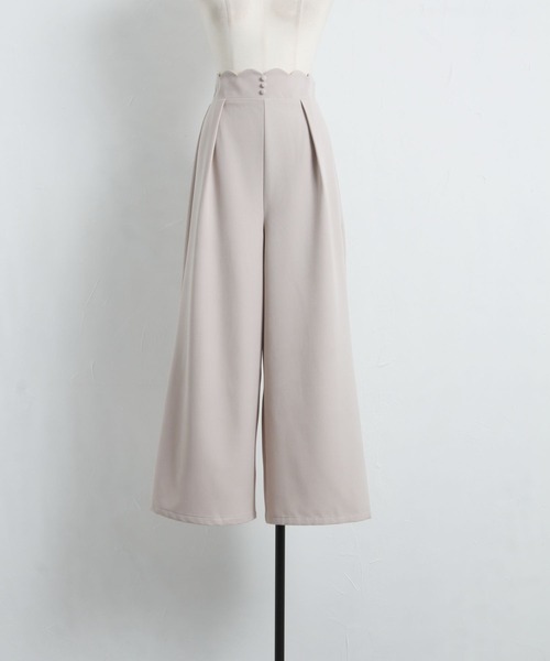 tocco closet(トッコ クローゼット)の「飾り釦付きウエストスカラップカットワイドパンツ(その他パンツ・レディース・ブラック/ピンク系その他/ライトベージュ・M)」の20枚目の写真