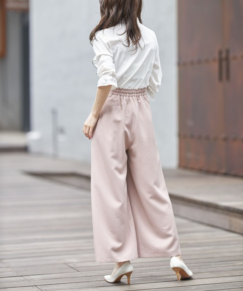 tocco closet(トッコ クローゼット)の「飾り釦付きウエストスカラップカットワイドパンツ(その他パンツ・レディース・ブラック/ピンク系その他/ライトベージュ・M)」の18枚目の写真