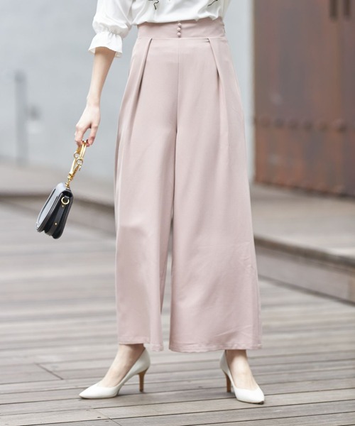 tocco closet(トッコ クローゼット)の「飾り釦付きウエストスカラップカットワイドパンツ(その他パンツ・レディース・ブラック/ピンク系その他/ライトベージュ・M)」の14枚目の写真