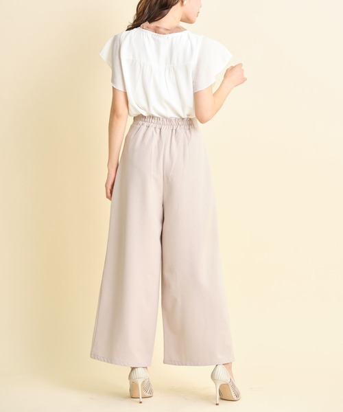 tocco closet(トッコ クローゼット)の「飾り釦付きウエストスカラップカットワイドパンツ(その他パンツ・レディース・ブラック/ピンク系その他/ライトベージュ・M)」の11枚目の写真