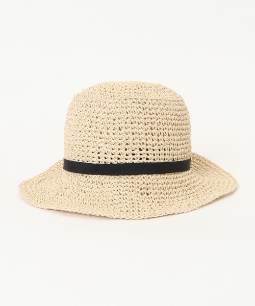 ikka（イッカ）の「細編みダウンハット（ハット・レディース・オフホワイト/ダークグレー/キャメル・FREE）」の4枚目の写真