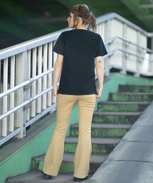 X-girl（エックスガール）の「BURNING HEART S/S GIRLS TEE/バーニングハート　ガールズTシャツ（Tシャツ/カットソー・レディース・ホワイト/ブラック/ライトパープル・M/S）」の6枚目の写真