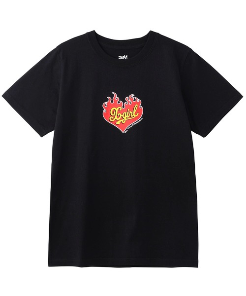 X-girl（エックスガール）の「BURNING HEART S/S GIRLS TEE/バーニングハート　ガールズTシャツ（Tシャツ/カットソー・レディース・ホワイト/ブラック/ライトパープル・M/S）」の7枚目の写真