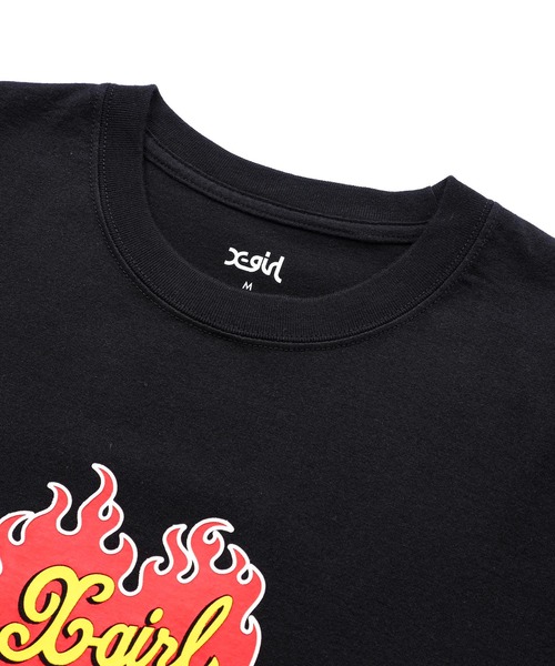 X-girl（エックスガール）の「BURNING HEART S/S GIRLS TEE/バーニングハート　ガールズTシャツ（Tシャツ/カットソー・レディース・ホワイト/ブラック/ライトパープル・M/S）」の9枚目の写真