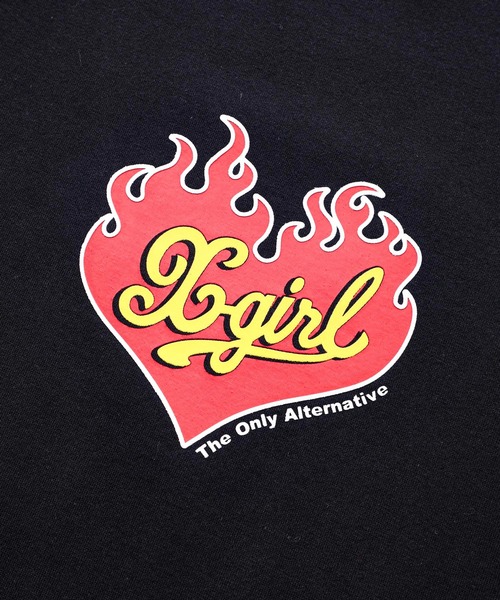 X-girl（エックスガール）の「BURNING HEART S/S GIRLS TEE/バーニングハート　ガールズTシャツ（Tシャツ/カットソー・レディース・ホワイト/ブラック/ライトパープル・M/S）」の10枚目の写真