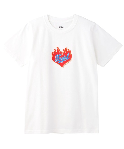 X-girl（エックスガール）の「BURNING HEART S/S GIRLS TEE/バーニングハート　ガールズTシャツ（Tシャツ/カットソー・レディース・ホワイト/ブラック/ライトパープル・M/S）」の14枚目の写真