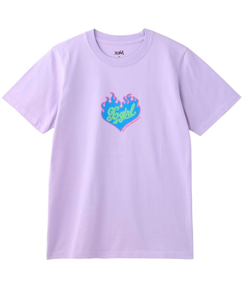 X-girl（エックスガール）の「BURNING HEART S/S GIRLS TEE/バーニングハート　ガールズTシャツ（Tシャツ/カットソー・レディース・ホワイト/ブラック/ライトパープル・M/S）」の19枚目の写真