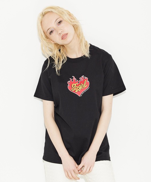 X-girl（エックスガール）の「BURNING HEART S/S GIRLS TEE/バーニングハート　ガールズTシャツ（Tシャツ/カットソー・レディース・ホワイト/ブラック/ライトパープル・M/S）」の20枚目の写真
