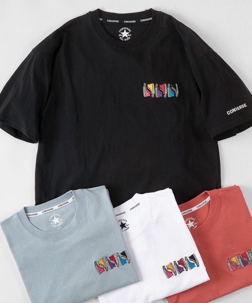 Converse コンバース カラフル6シューズ 発泡 刺繍 プリントtシャツ クルーネック半袖tシャツ リンガーtシャツ 14色展開 Tシャツ カットソー Converse コンバース のファッション通販 Zozotown