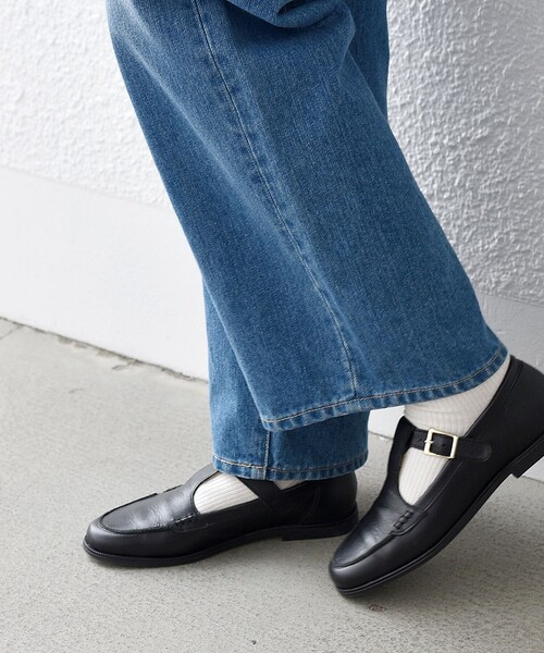 SHIPS any（シップス エニィ）の「ENESS: Tストラップ ローファー（ローファー・レディース・ブラック/ライトホワイト/キャメル・38/36/37）」の3枚目の写真