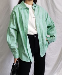 me+em select | カラーストライプコットンBIGシャツ(シャツ/ブラウス)