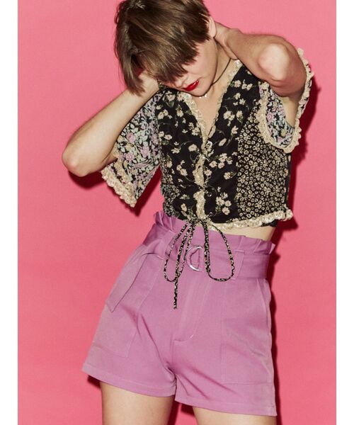 jouetie（ジュエティ）の「ハイウエストベルトキュロット（その他パンツ・レディース・アイボリー/ブルー/ブラック/ピンク・MEDIUM）」の4枚目の写真