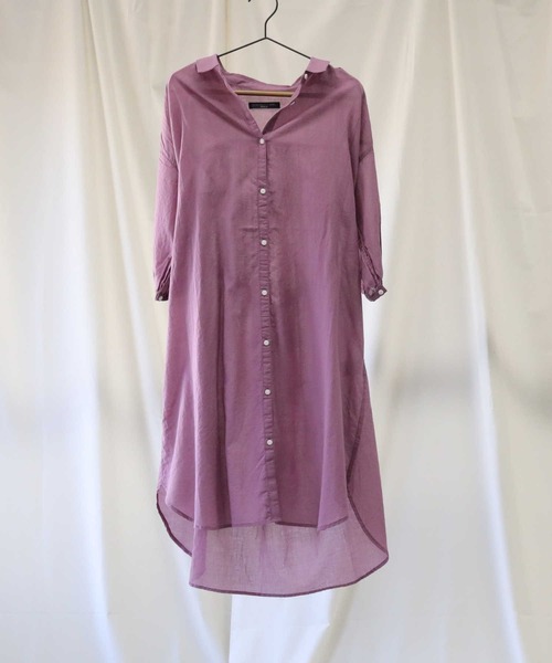 HONEYSUCKLE ROSE（ハニーサックルローズ）の「【HONEYSUCKLE ROSE】ローンワンピース（シャツワンピース・レディース・グリーン/ベージュ/パープル/ブラック・M/L）」の4枚目の写真