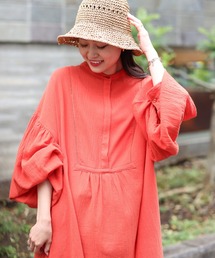 CIAOPANIC TYPY | 【WEB限定】ボリュームスリーブバンドカラーギャザーロングワンピース(ワンピース)