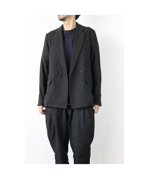 LiSS（リス）の「【Ls】【LiSS】リネン ダブルテーラードジャケット（テーラードジャケット・メンズ・ブラック/ネイビー/ベージュ・1/2）」の2枚目の写真