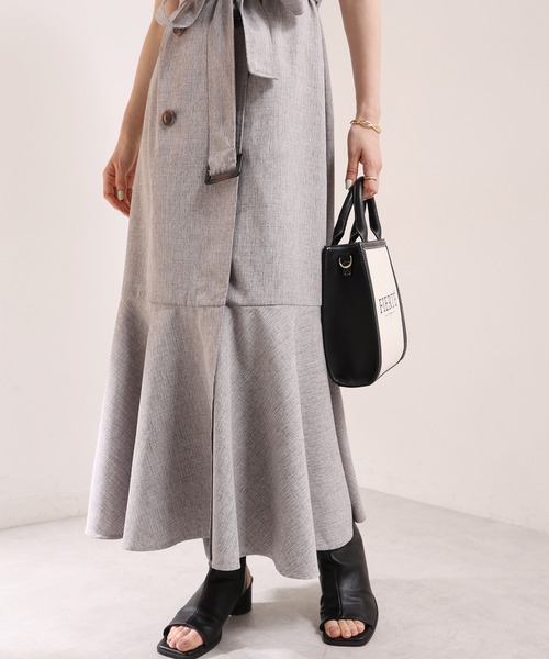 one after another NICE CLAUP（ワンアフターアナザーナイスクラップ）の「トレンチノースリーブワンピース（ワンピース・レディース・ブラウン/ベージュ・FREE）」の14枚目の写真