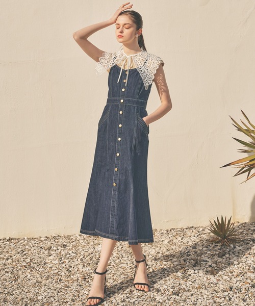 NOELA（ノエラ）の「レースアップデニムキャミワンピ（ワンピース