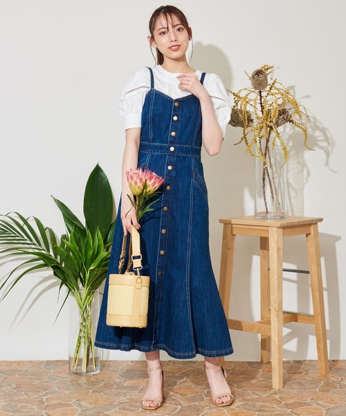 NOELA（ノエラ）の「レースアップデニムキャミワンピ（ワンピース・レディース・ダークインディゴブルー/インディゴブルー・M/S）」の9枚目の写真