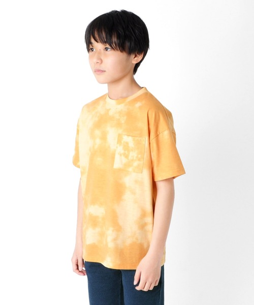 GLAZOS(グラソス)の「天竺・接触冷感ドロップショルダータイダイロゴプリント半袖Tシャツ【セットアップ対応】(Tシャツ/カットソー・キッズ・グレー/ブルー/オレンジ・150cm/140cm/160cm/170cm/130cm)」の12枚目の写真