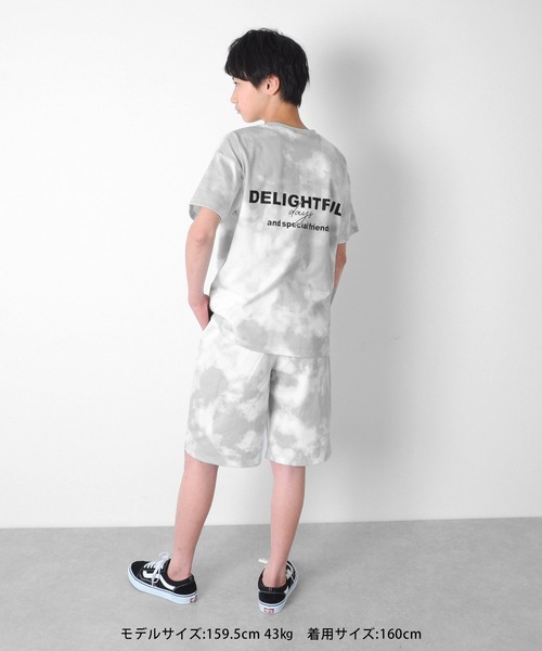 GLAZOS(グラソス)の「天竺・接触冷感ドロップショルダータイダイロゴプリント半袖Tシャツ【セットアップ対応】(Tシャツ/カットソー・キッズ・グレー/ブルー/オレンジ・150cm/140cm/160cm/170cm/130cm)」の6枚目の写真