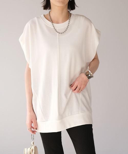 ＡＮＤＪ（アンドジェイ）の「オーバーサイズノースリーブスウェット（スウェット・レディース・ホワイト/パープル/ブラック・M）」の6枚目の写真