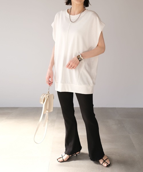 ＡＮＤＪ（アンドジェイ）の「オーバーサイズノースリーブスウェット（スウェット・レディース・ホワイト/パープル/ブラック・M）」の12枚目の写真