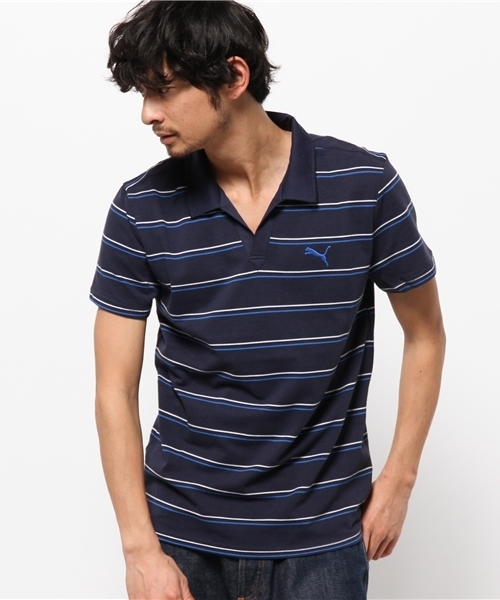 PUMA（プーマ）の「CD ストライプスキッパーシャツ（ポロシャツ・メンズ・ブラック/ネイビー/レッド/ホワイト・MEDIUM/SMALL/XO/O/LARGE）」の3枚目の写真