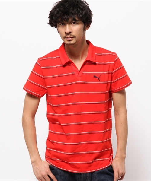 PUMA（プーマ）の「CD ストライプスキッパーシャツ（ポロシャツ・メンズ・ブラック/ネイビー/レッド/ホワイト・MEDIUM/SMALL/XO/O/LARGE）」の4枚目の写真