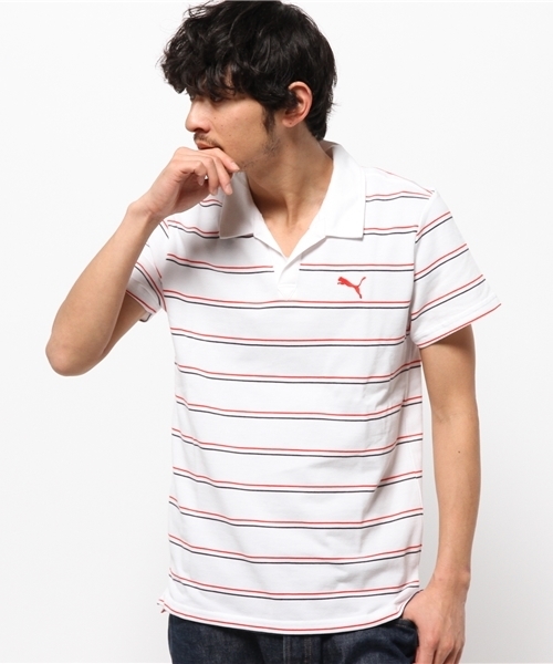 PUMA（プーマ）の「CD ストライプスキッパーシャツ（ポロシャツ・メンズ・ブラック/ネイビー/レッド/ホワイト・MEDIUM/SMALL/XO/O/LARGE）」の2枚目の写真