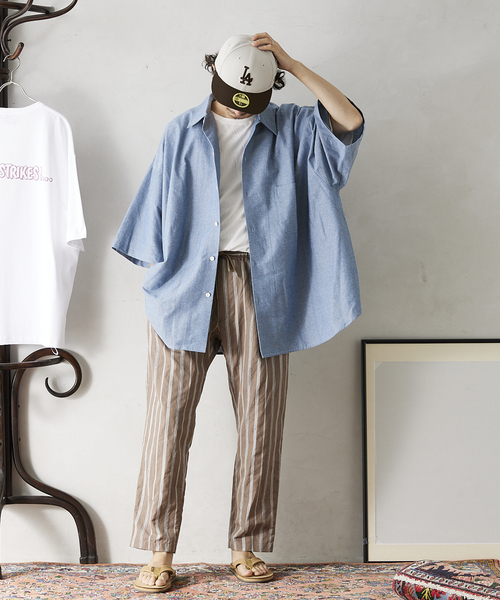 JOURNAL STANDARD relume(ジャーナルスタンダード レリューム)の「マルチストライプ リネンイージーパンツ(その他パンツ・メンズ・ベージュ/グレー/ブラウン・MEDIUM/LARGE)」の3枚目の写真