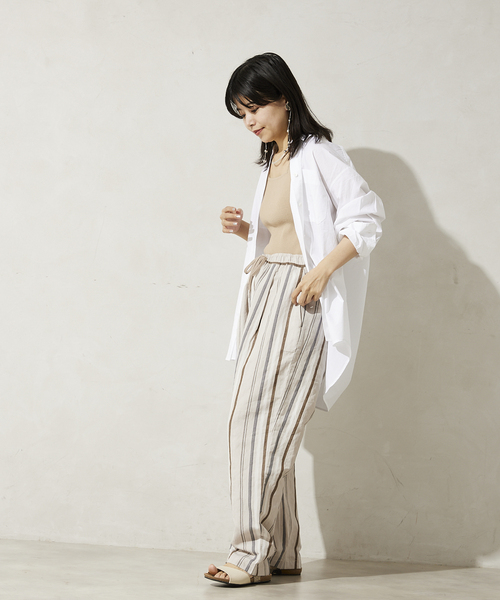 JOURNAL STANDARD relume(ジャーナルスタンダード レリューム)の「マルチストライプ リネンイージーパンツ(その他パンツ・メンズ・ベージュ/グレー/ブラウン・MEDIUM/LARGE)」の15枚目の写真