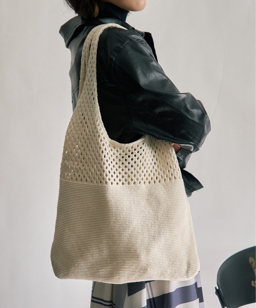 MAISON BREEZE（メゾンブリーズ）の「【MAISON BREEZE】ニットトートバッグ SCCH108（トートバッグ・レディース・ブラウン/ブルー/グリーン/ホワイト/ブラック/ベージュ・FREE）」の4枚目の写真