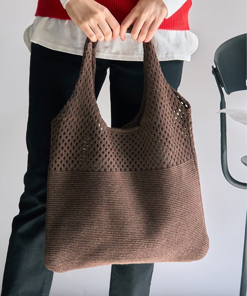 MAISON BREEZE（メゾンブリーズ）の「【MAISON BREEZE】ニットトートバッグ SCCH108（トートバッグ・レディース・ブラウン/ブルー/グリーン/ホワイト/ブラック/ベージュ・FREE）」の3枚目の写真