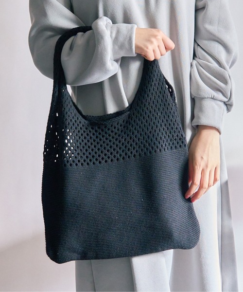 MAISON BREEZE（メゾンブリーズ）の「【MAISON BREEZE】ニットトートバッグ SCCH108（トートバッグ・レディース・ブラウン/ブルー/グリーン/ホワイト/ブラック/ベージュ・FREE）」の2枚目の写真