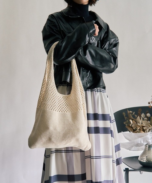 MAISON BREEZE（メゾンブリーズ）の「【MAISON BREEZE】ニットトートバッグ SCCH108（トートバッグ・レディース・ブラウン/ブルー/グリーン/ホワイト/ブラック/ベージュ・FREE）」の21枚目の写真