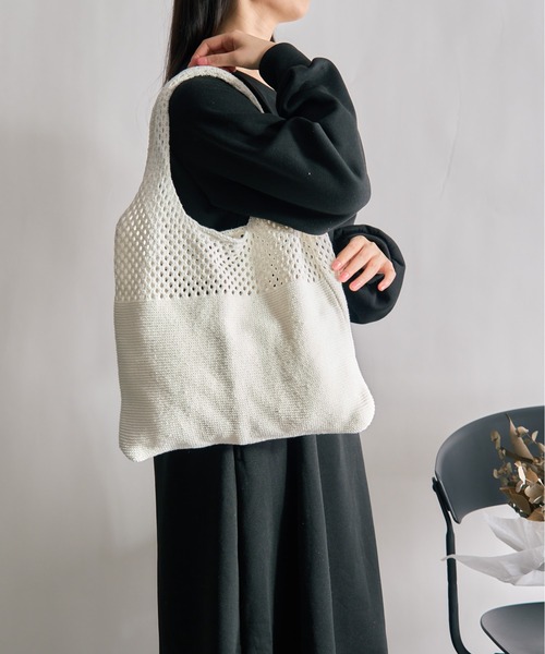 MAISON BREEZE（メゾンブリーズ）の「【MAISON BREEZE】ニットトートバッグ SCCH108（トートバッグ・レディース・ブラウン/ブルー/グリーン/ホワイト/ブラック/ベージュ・FREE）」の11枚目の写真