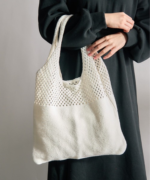 MAISON BREEZE（メゾンブリーズ）の「【MAISON BREEZE】ニットトートバッグ SCCH108（トートバッグ・レディース・ブラウン/ブルー/グリーン/ホワイト/ブラック/ベージュ・FREE）」の12枚目の写真