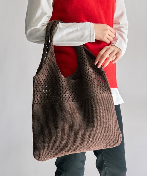 MAISON BREEZE（メゾンブリーズ）の「【MAISON BREEZE】ニットトートバッグ SCCH108（トートバッグ・レディース・ブラウン/ブルー/グリーン/ホワイト/ブラック/ベージュ・FREE）」の14枚目の写真