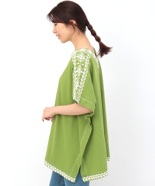 チチカカ（チチカカ）の「リサイクル素材ｘキカプリントチュニック（チュニック・レディース・ホワイト/パープル/グリーン・FREE）」の11枚目の写真