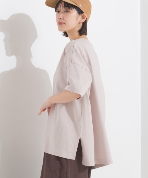 OMNES（オムネス）の「撥水加工ワイドT半袖シャツ（Tシャツ/カットソー・レディース・ベージュ/ネイビー/ブラック/ピンク/ホワイト・FREE）」の4枚目の写真