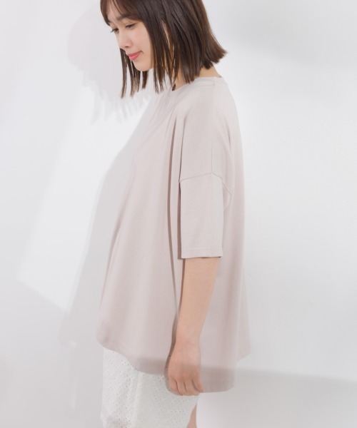 OMNES（オムネス）の「撥水加工ワイドT半袖シャツ（Tシャツ/カットソー・レディース・ベージュ/ネイビー/ブラック/ピンク/ホワイト・FREE）」の14枚目の写真