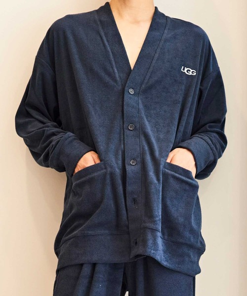 UGG（アグ）の「UGG@mos パイルカーディガン / アグ パイルカーディガン（ルームウェア/パジャマ・メンズ・ネイビー/グレー・M/L）」の2枚目の写真