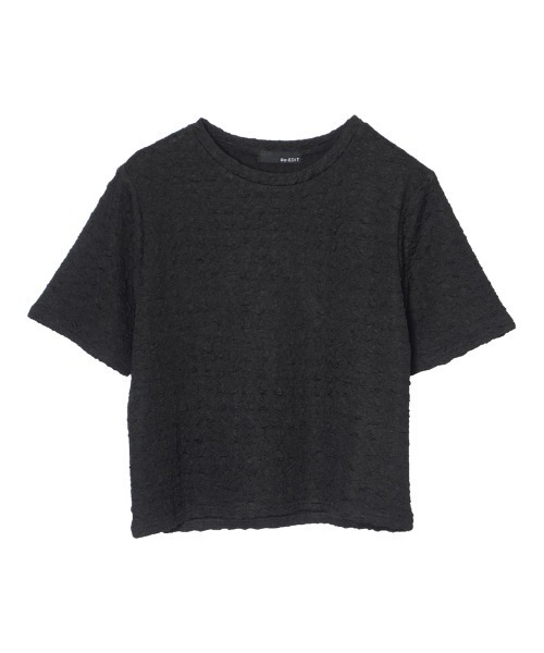 Re:EDIT（リエディ）の「クラッシュカットジャガード半袖カットソー（Tシャツ/カットソー・レディース・ブラック/ホワイト/ブルー/オレンジ/グリーン系その他/グリーン・MEDIUM）」の18枚目の写真