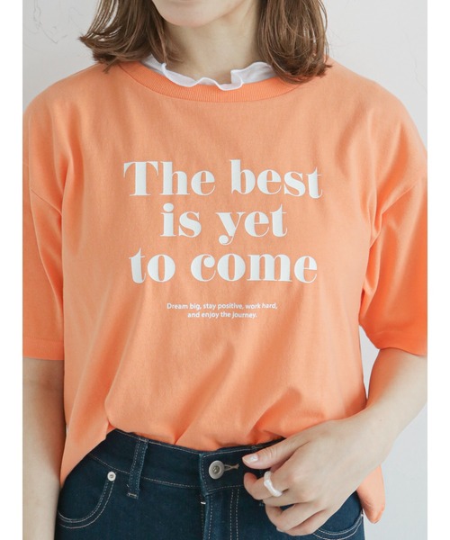 ehka sopo（エヘカソポ）の「クロップド丈ロゴTシャツ（Tシャツ/カットソー・レディース・オフホワイト/オレンジ/パープル/ブラック・ﾌﾘ-）」の9枚目の写真