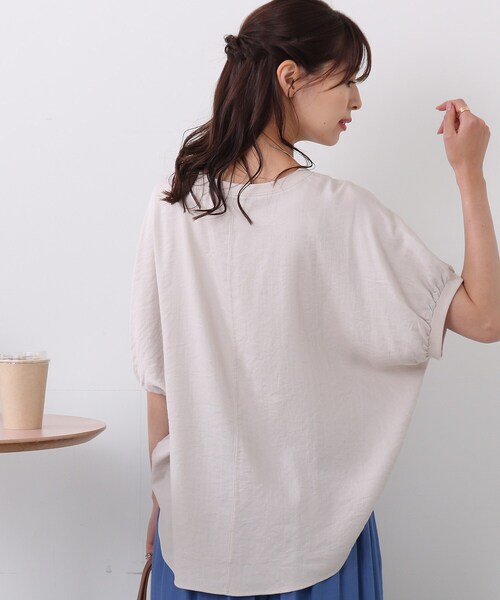 DRESKIP（ドレスキップ）の「◆【追加生産】イージーケア リブ切り替えブラウス（シャツ/ブラウス・レディース・オフホワイト/ブラック/ブラウン系/ナチュラル/ピンク系/ライトブルー・00）」の18枚目の写真