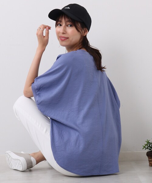 DRESKIP（ドレスキップ）の「◆【追加生産】イージーケア リブ切り替えブラウス（シャツ/ブラウス・レディース・オフホワイト/ブラック/ブラウン系/ナチュラル/ピンク系/ライトブルー・00）」の21枚目の写真