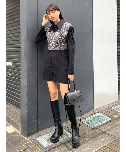 EMODA（エモダ）の「サイドゴアミドルブーツ（ブーツ・レディース・ブラック/アイボリー・SMALL/MEDIUM/LARGE）」の16枚目の写真