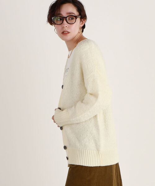 NOLLEY’S(ノーリーズ)の「◇【WEB限定】フェザーヤーンVネックカーディガン(カーディガン/ボレロ・レディース・ブラック/オフホワイト/ベビーピンク・38)」の6枚目の写真