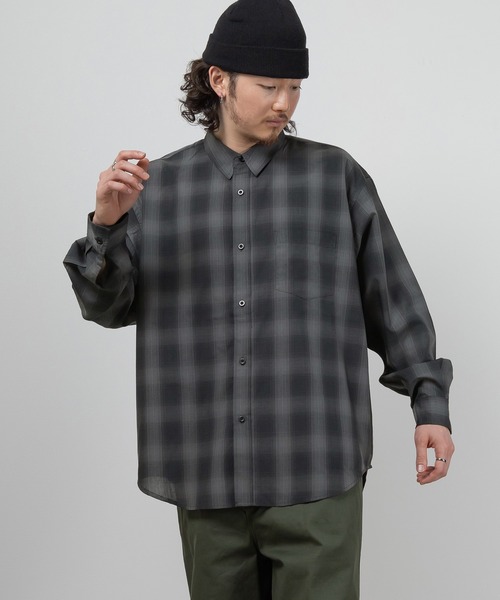 SlashDate(スラッシュデイト)の「TRオンブレチェックオーバーサイズシャツ(シャツ/ブラウス・メンズ・ブラック/ブラウン/レッド/ブルー・M/L/XL)」の2枚目の写真